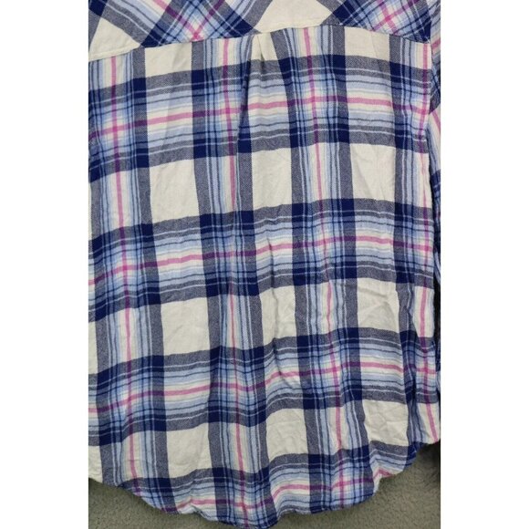 Rails Long Sleeve Blue Plaid Button Up Top-Size XS - Picture 9 of 10